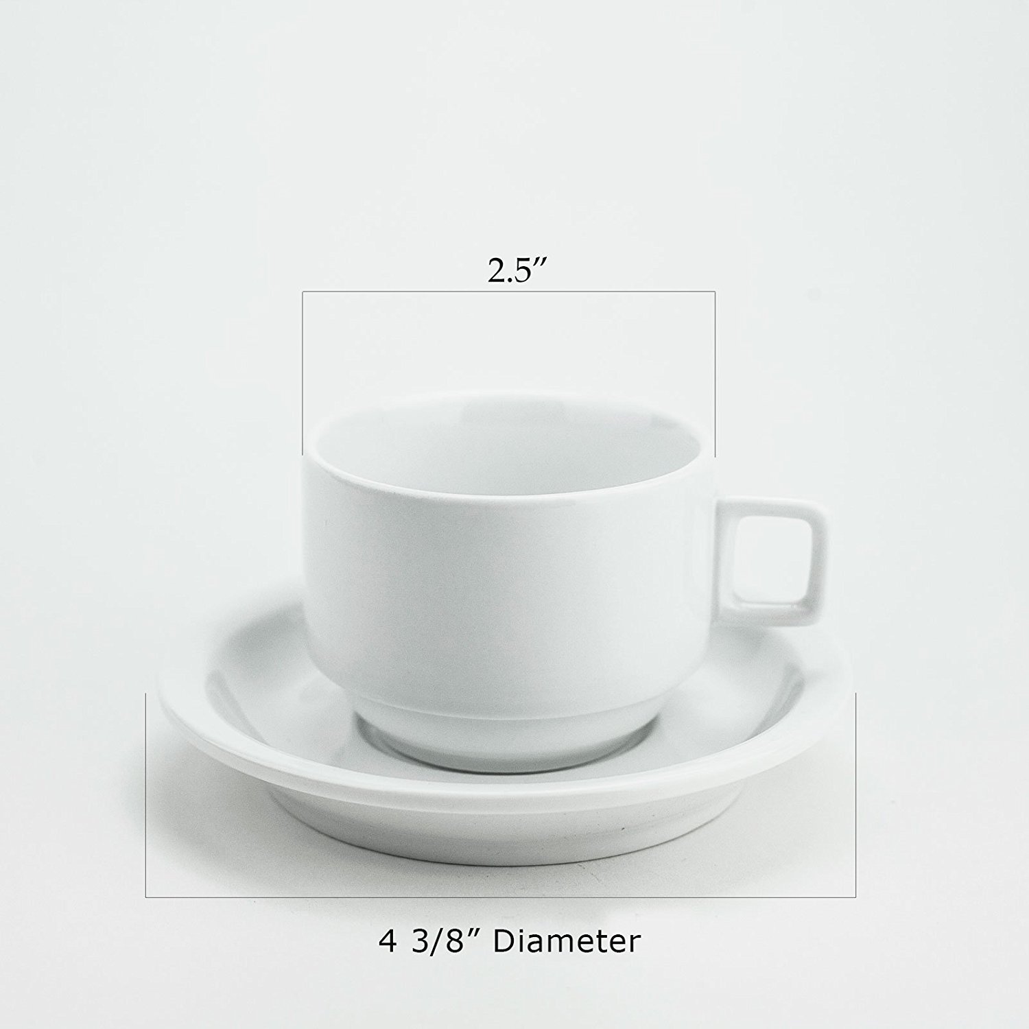 Huji Stack-able Porcelain 3.2 OZ Espresso Turkish Coffee Cups and Saucer Set with Chrome Rack (9 Piece Set) (1) - Image 3